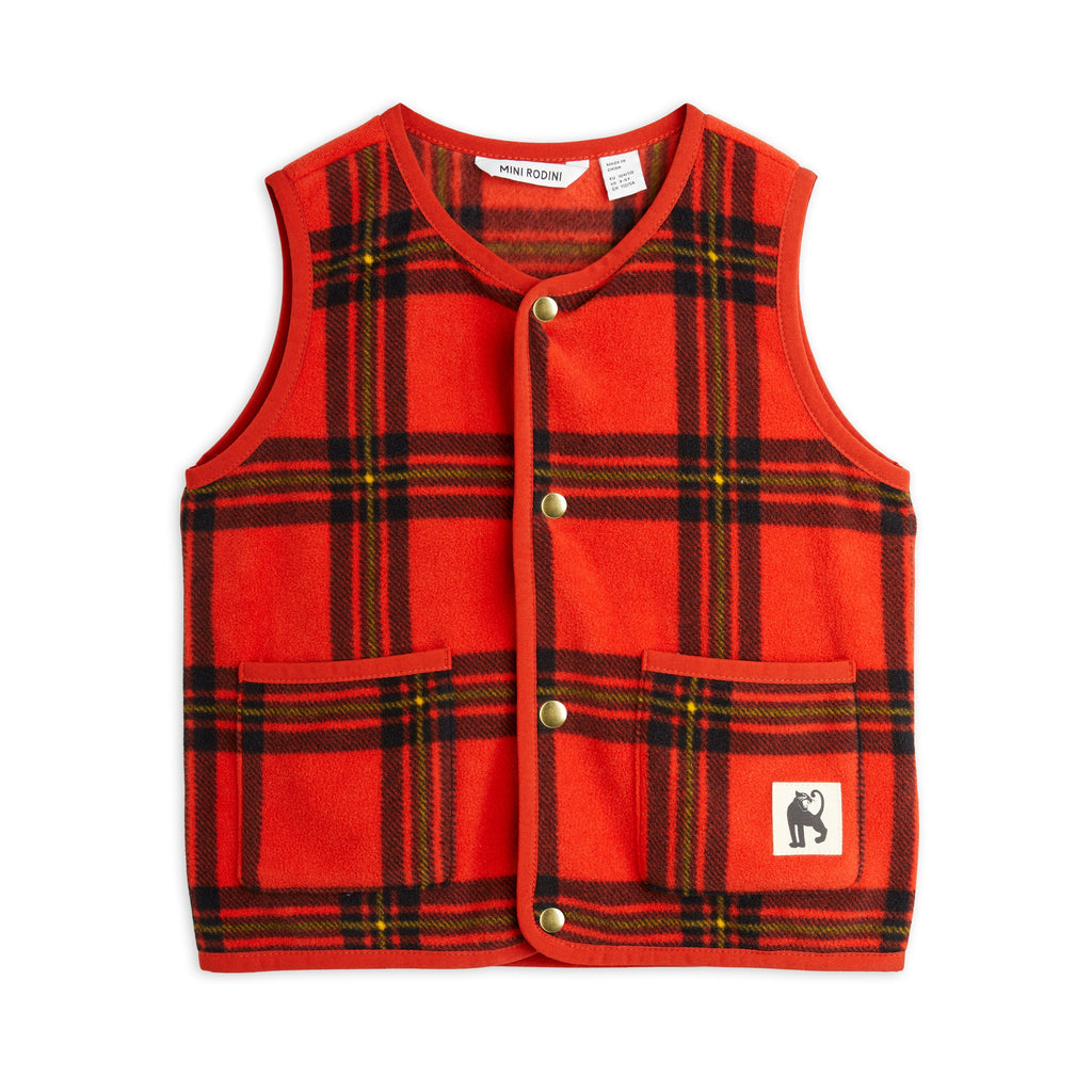 MINI RODINI / Chech Fleece Vest - red