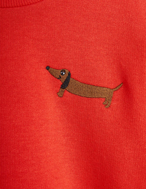 MINI RODINI / Dog emb Sweatshirt - red