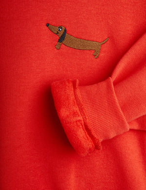 MINI RODINI / Dog emb Sweatshirt - red