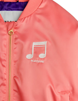 MINI RODINI / Note Satin baseball jacket - pink