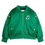 MINI RODINI / Note Satin baseball jacket - green