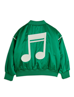 MINI RODINI / Note Satin baseball jacket - green