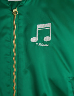 MINI RODINI / Note Satin baseball jacket - green