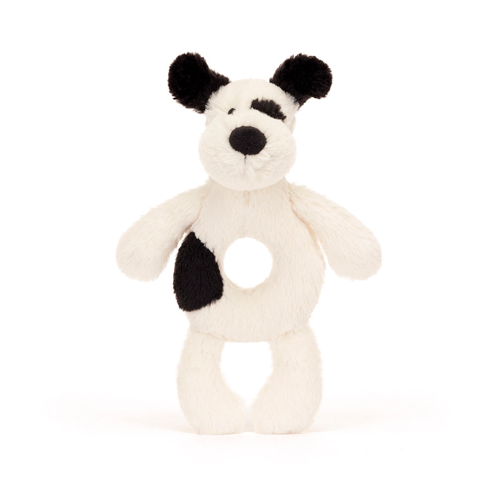 JELLYCAT / Bashful Black & Cream Puppy Ring Rattle