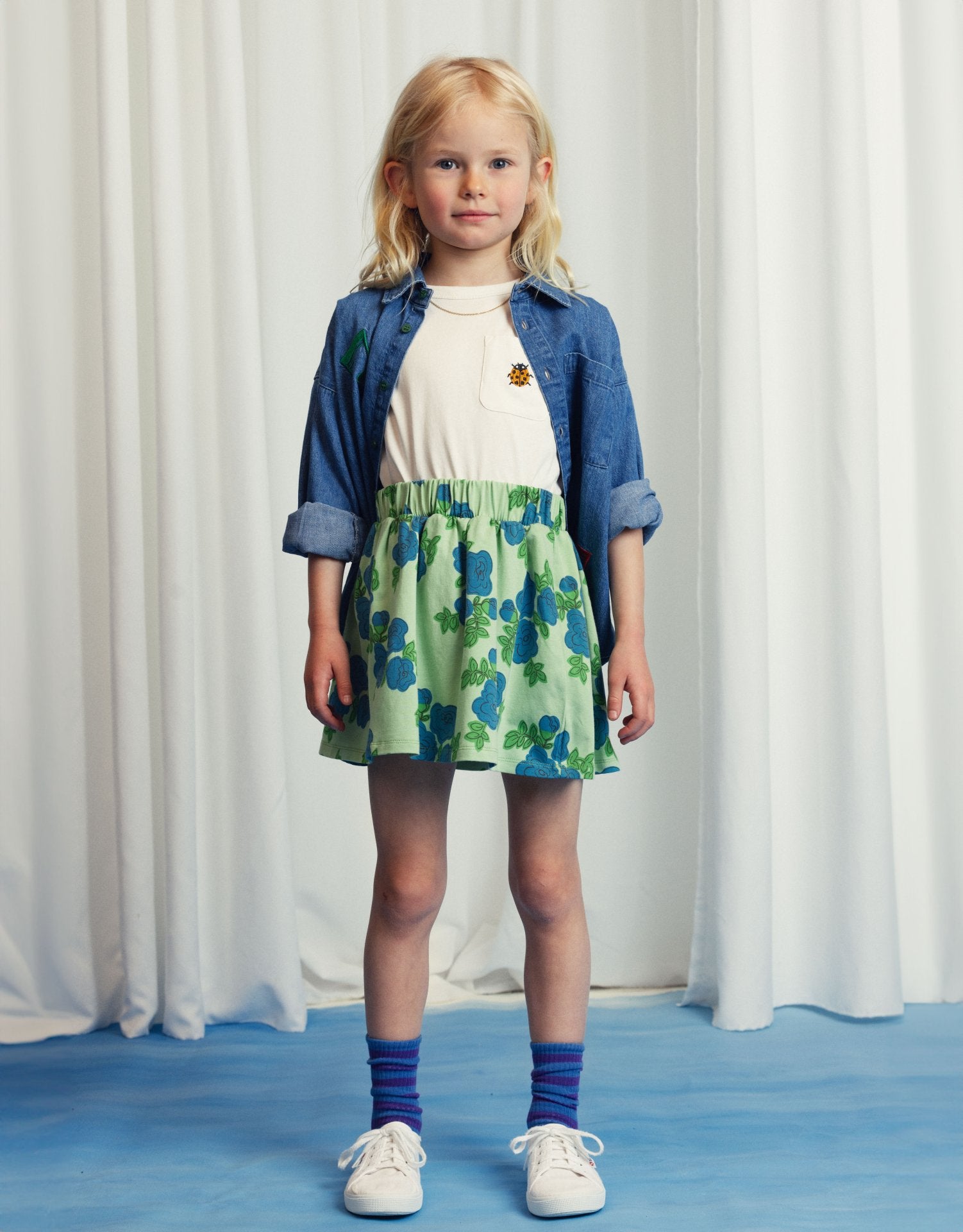 MINI RODINI / Blue roses skirt