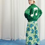 MINI RODINI / Note Satin baseball jacket - green