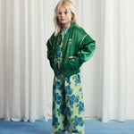 MINI RODINI / Note Satin baseball jacket - green