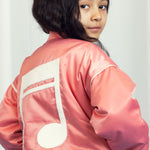 MINI RODINI / Note Satin baseball jacket - pink