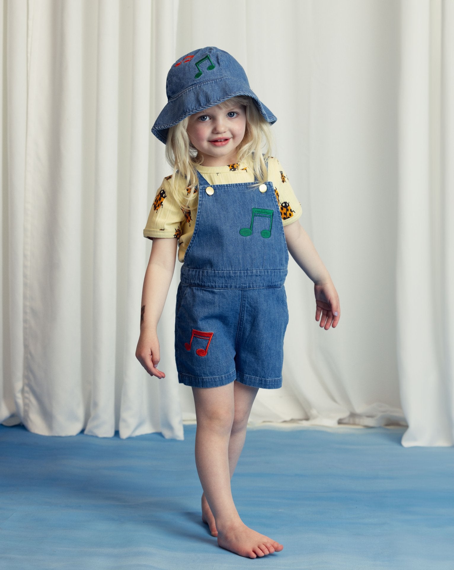 MINI RODINI / Note denim dungarees