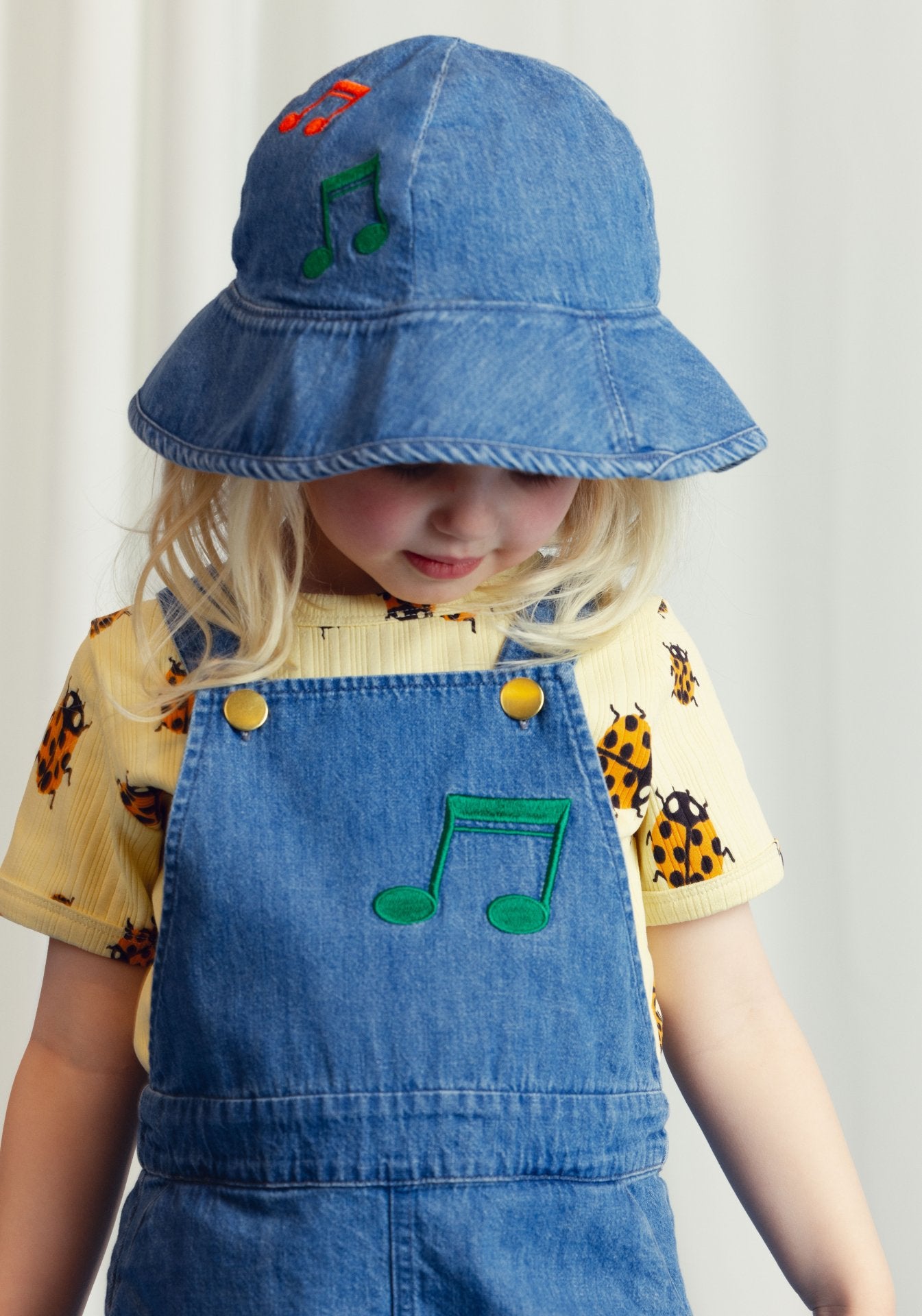 MINI RODINI / Note denim dungarees